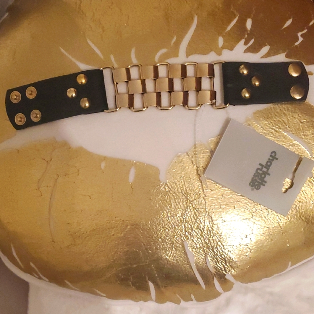 Charlotte Russe Gold and Black Snap Bracelet
